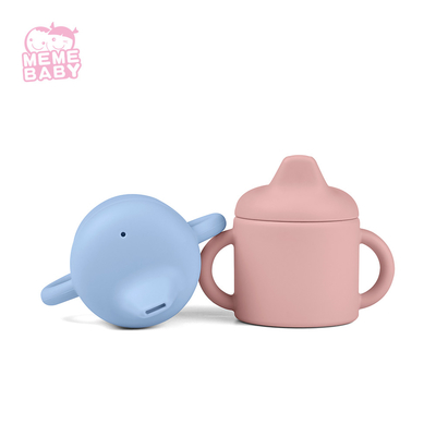 Customized Silicone Baby Cup Non Spill Training Set Baby Silicone Straw Drink Cup