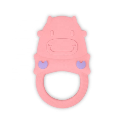 LFGB Easy Hold Soft Silicone Teether , Silicone Teething Rings For Baby Teeth Growing