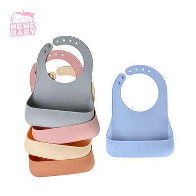 Portable Square Food Catching Bib , Silicone Scoop Bib Dishwasher Safe