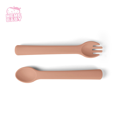 Reusable Baby Silicone Fork And Spoon Set Soft Texture For Gift