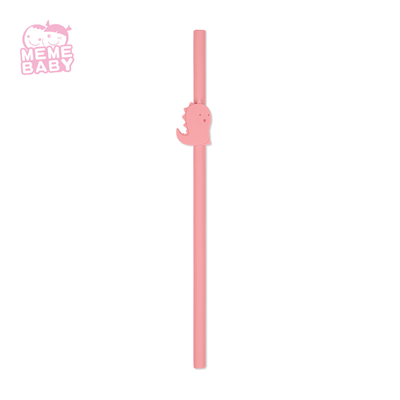 Foldable Food Grade Silicone Reusable Straw Pink Color For Infant