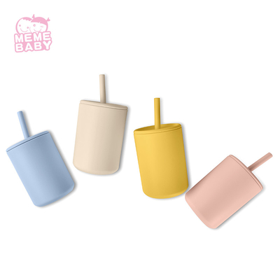 6 oz Unbreakable Silicone Sippy Cup Lead Free Eco Friendly With Soft Straw