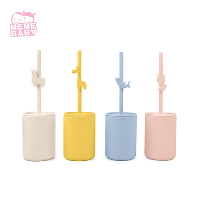 Spill Proof Silicone Sippy Cup With Straw And Handle Eco Friendly