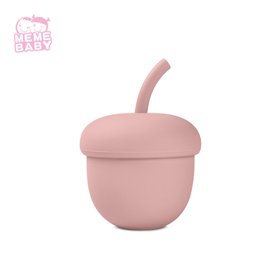 Kid Leaning Acorn Chestnut Smoothie Silicone Straw Cup Baby With Stopper Straw