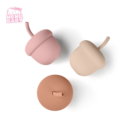 Kid Leaning Acorn Chestnut Smoothie Silicone Straw Cup Baby With Stopper Straw