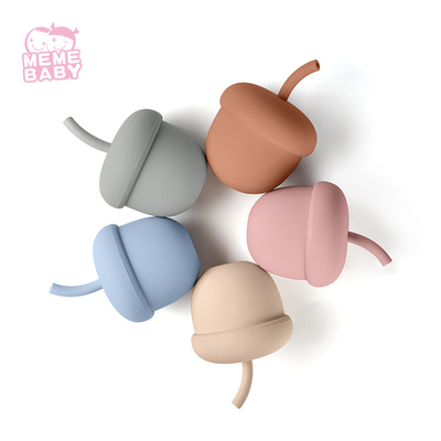 Kid Leaning Acorn Chestnut Smoothie Silicone Straw Cup Baby With Stopper Straw