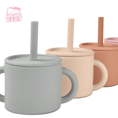 SGS Certified 220ml Silicone Baby Cup No Spill With Double Handles