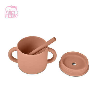 SGS Certified 220ml Silicone Baby Cup No Spill With Double Handles