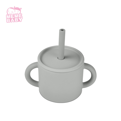 SGS Certified 220ml Silicone Baby Cup No Spill With Double Handles