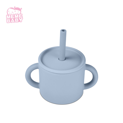 SGS Certified 220ml Silicone Baby Cup No Spill With Double Handles