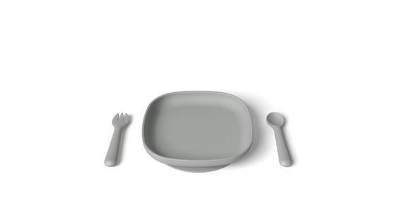 Baby Feeding No Slip Silicone Bib And Plate Set Waterproof