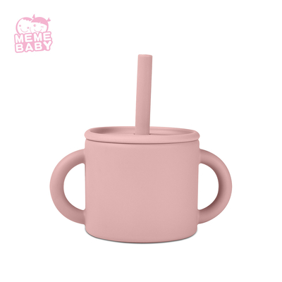 220ml LFGB Standard Infant Silicone Cup With Straw And Handle