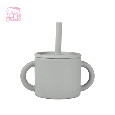 220ml LFGB Standard Infant Silicone Cup With Straw And Handle