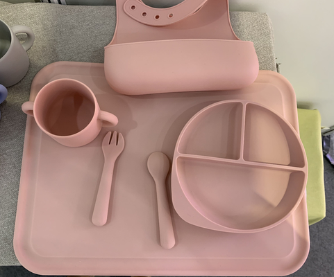 BPA Free Divided Silicone Bib And Plate Set Silicone Dinner Set