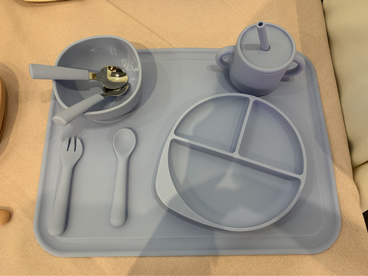 BPA Free Divided Silicone Bib And Plate Set Silicone Dinner Set