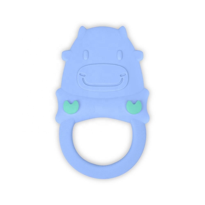 LFGB Easy Hold Soft Silicone Teether , Silicone Teething Rings For Baby Teeth Growing