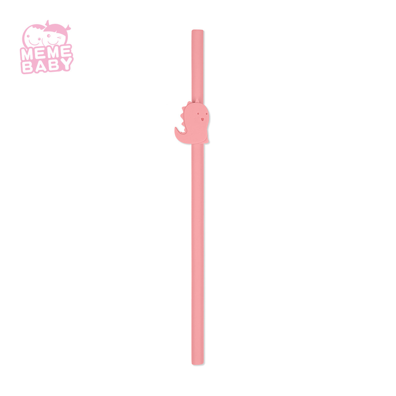 Foldable Food Grade Silicone Reusable Straw Pink Color For Infant