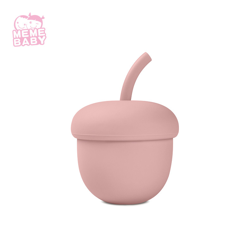 Kid Leaning Acorn Chestnut Smoothie Silicone Straw Cup Baby With Stopper Straw