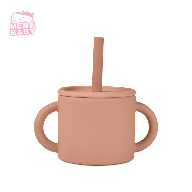 Unbreakable Baby Weaning Silicone Straw Cup With Lid And Straw