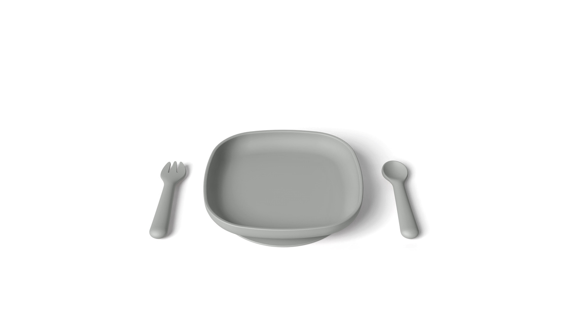 Baby Feeding No Slip Silicone Bib And Plate Set Waterproof